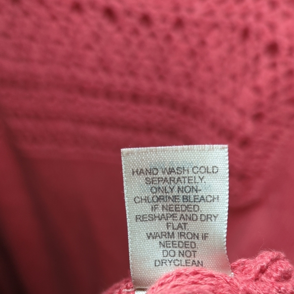 J. Jill Coral Tunic Sweater Crochet Oversized Linen-Cotton Blend Women's Size L - Picture 5 of 6